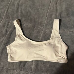 SHEIN Cream Ribbed Bikini Top